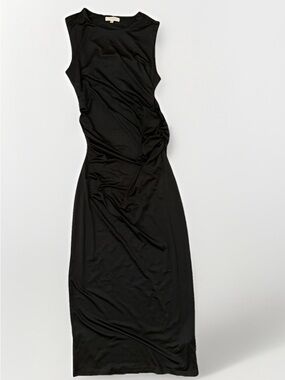 Sleeveless Black Maxi Dress with Side Ruching